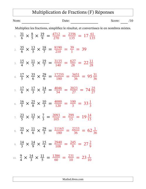 Multiplier trois fractions impropres (F) page 2