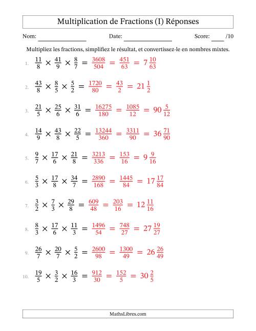 Multiplier trois fractions impropres (I) page 2