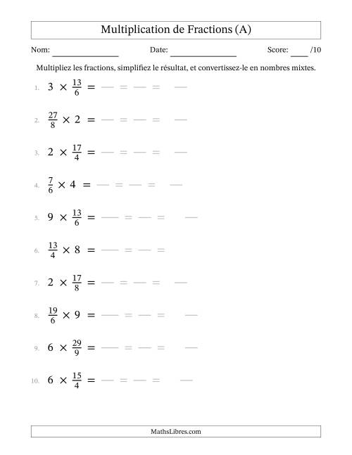 Multiplier Fractions Impropres par quelques Nombres Entiers (A)
