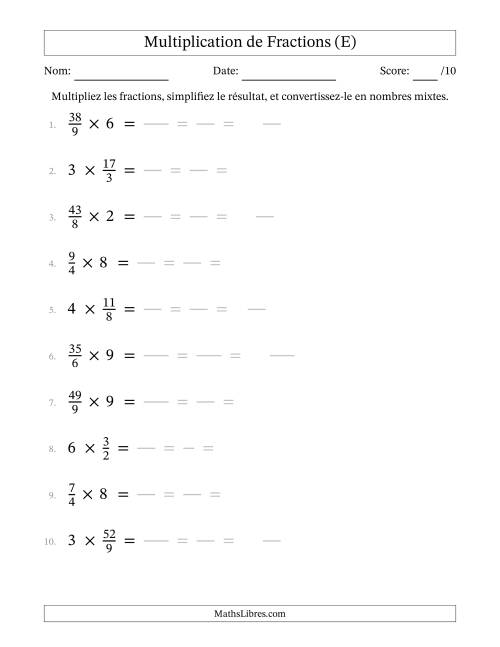 Multiplier Fractions Impropres par quelques Nombres Entiers (E)
