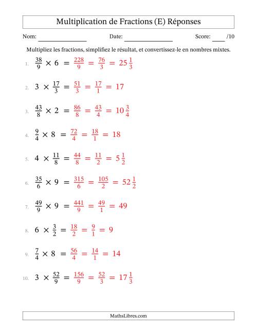Multiplier Fractions Impropres par quelques Nombres Entiers (E) page 2