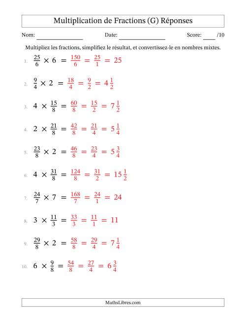 Multiplier Fractions Impropres par quelques Nombres Entiers (G) page 2