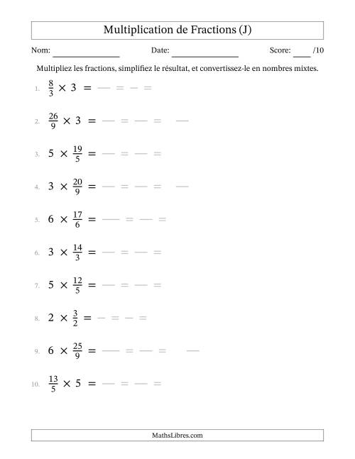 Multiplier Fractions Impropres par quelques Nombres Entiers (J)