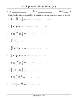 Multiplier fractions propres par quelques nombres entiers (trois facteurs)