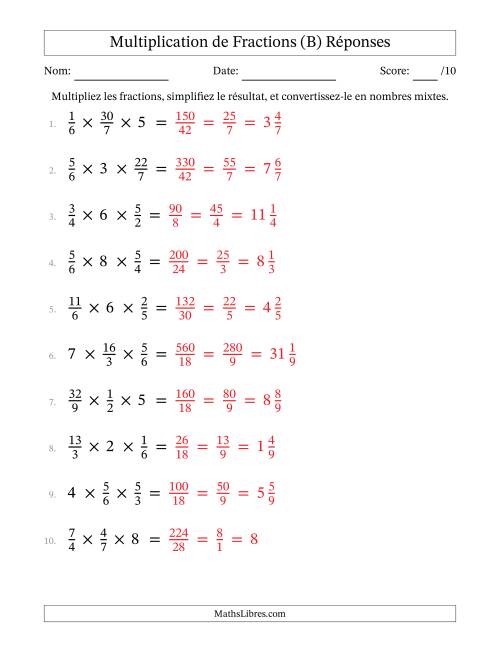 Multiplier fractions propres par quelques nombres entiers (trois facteurs) (B) page 2