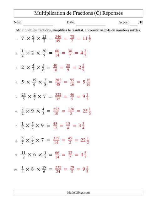 Multiplier fractions propres par quelques nombres entiers (trois facteurs) (C) page 2