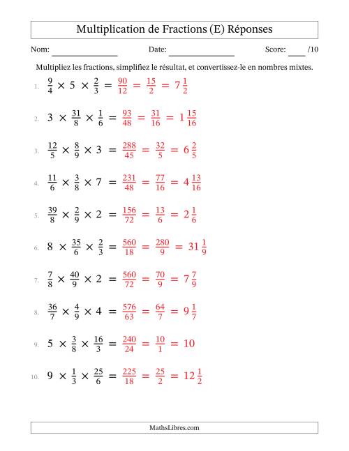 Multiplier fractions propres par quelques nombres entiers (trois facteurs) (E) page 2