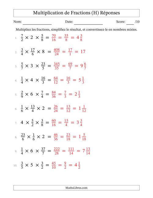 Multiplier fractions propres par quelques nombres entiers (trois facteurs) (H) page 2
