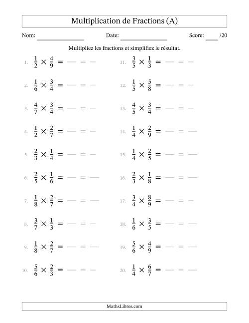 Multiplier et Simplifier Deux Fractions Propres (A)