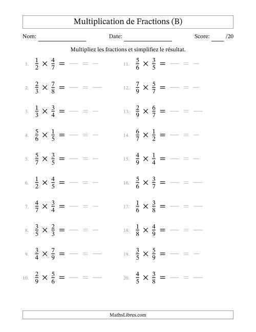 Multiplier et Simplifier Deux Fractions Propres (B)