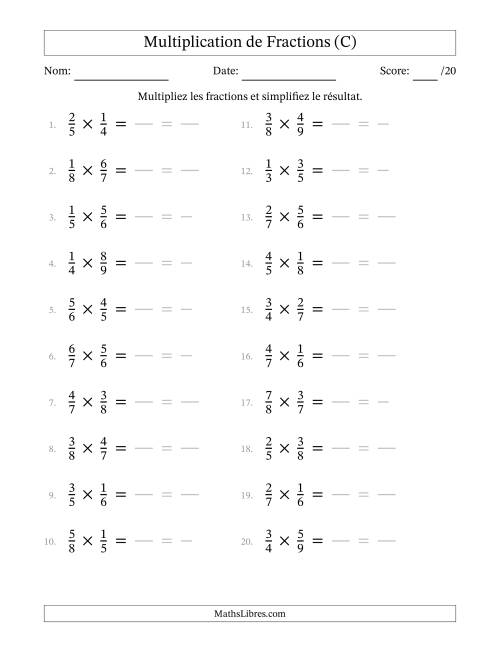 Multiplier et Simplifier Deux Fractions Propres (C)