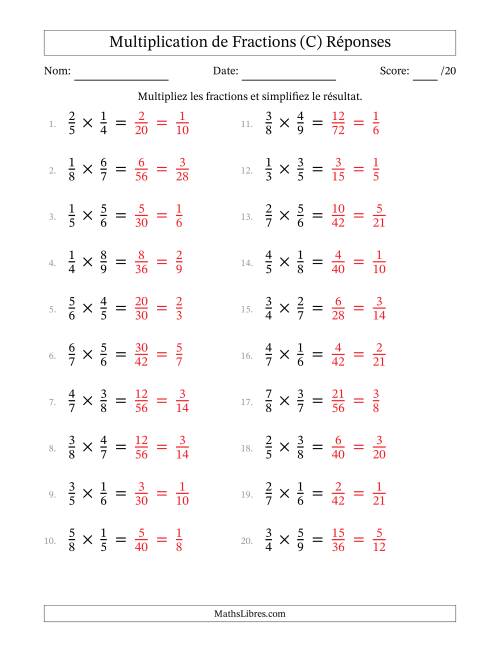 Multiplier et Simplifier Deux Fractions Propres (C) page 2