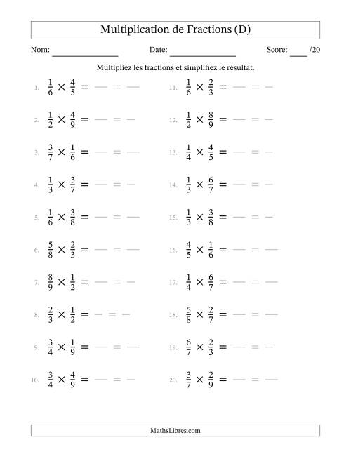 Multiplier et Simplifier Deux Fractions Propres (D)