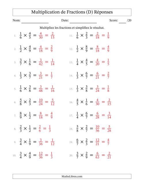 Multiplier et Simplifier Deux Fractions Propres (D) page 2