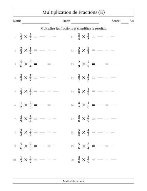 Multiplier et Simplifier Deux Fractions Propres (E)