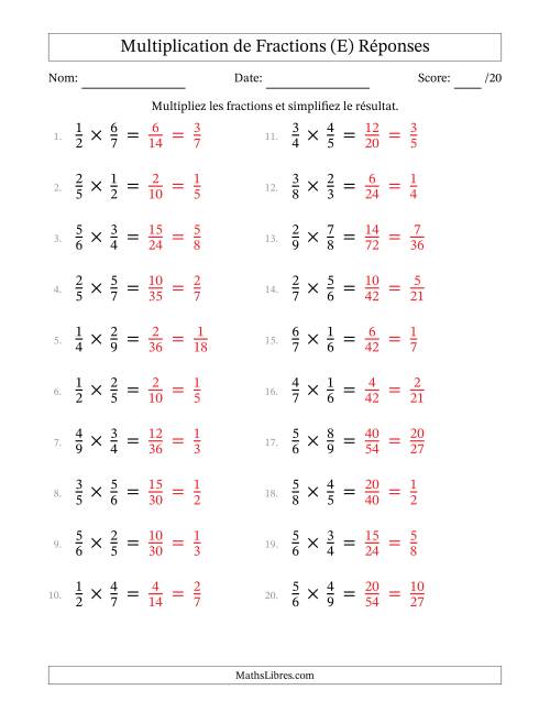 Multiplier et Simplifier Deux Fractions Propres (E) page 2