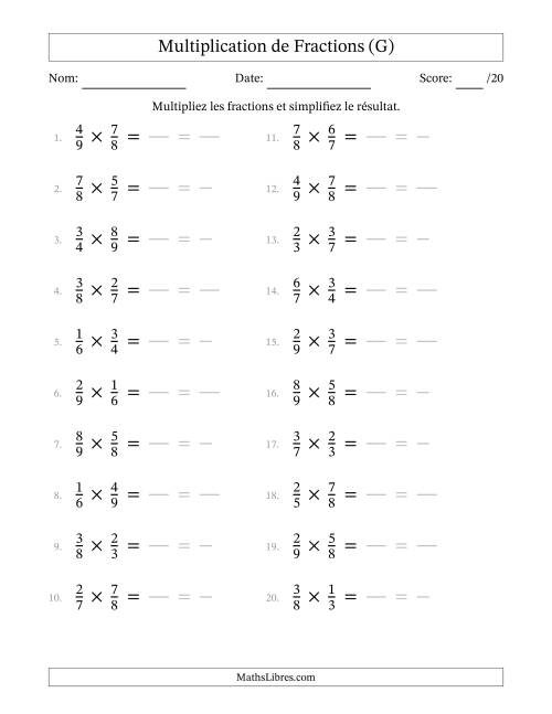 Multiplier et Simplifier Deux Fractions Propres (G)