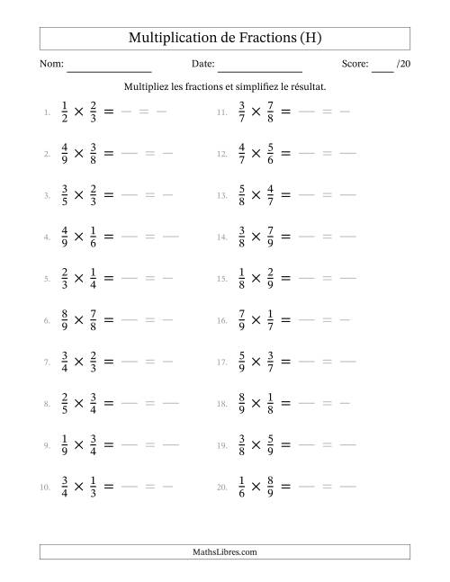 Multiplier et Simplifier Deux Fractions Propres (H)