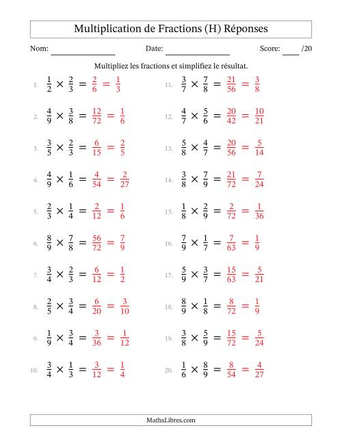 Multiplier et Simplifier Deux Fractions Propres (H) page 2