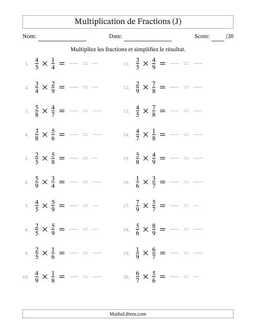 Multiplier et Simplifier Deux Fractions Propres (J)