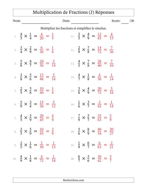 Multiplier et Simplifier Deux Fractions Propres (J) page 2