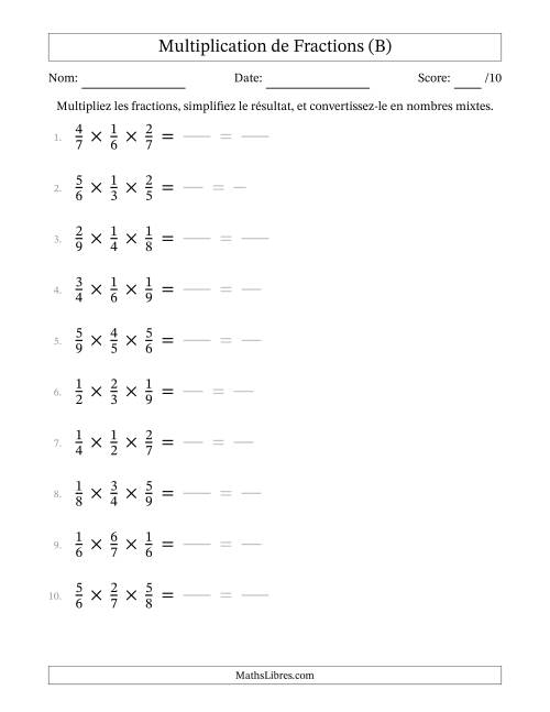 Multiplier trois fractions propres (B)