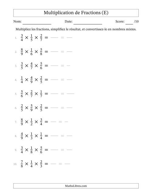 Multiplier trois fractions propres (E)