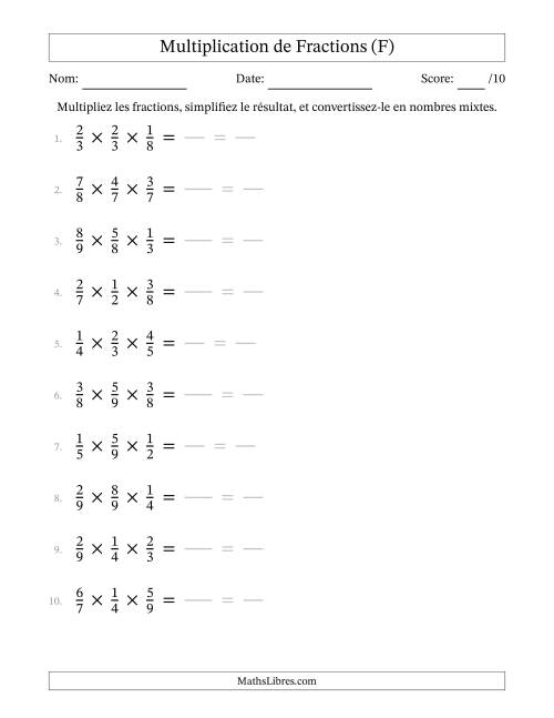 Multiplier trois fractions propres (F)