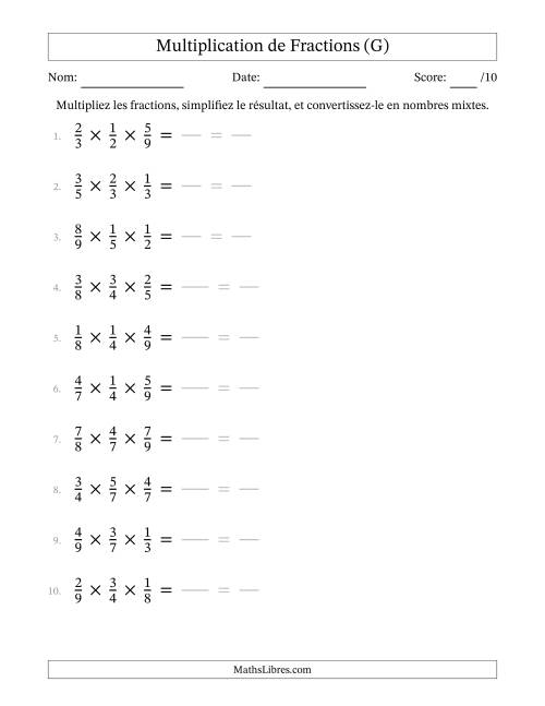 Multiplier trois fractions propres (G)
