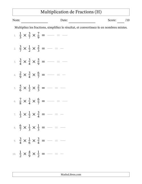 Multiplier trois fractions propres (H)