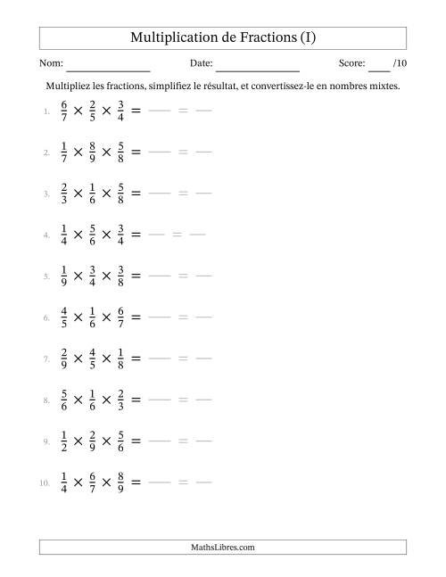 Multiplier trois fractions propres (I)