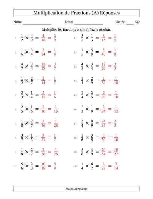 Multiplier et Simplifier Deux Fractions Propres (Tout) page 2
