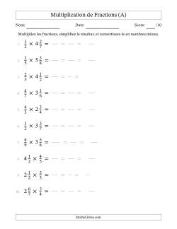 Multiplier Fractions propres par quelques fractions mixtes