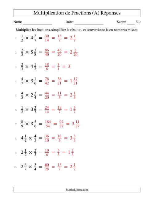 Multiplier Fractions propres par quelques fractions mixtes (A) page 2