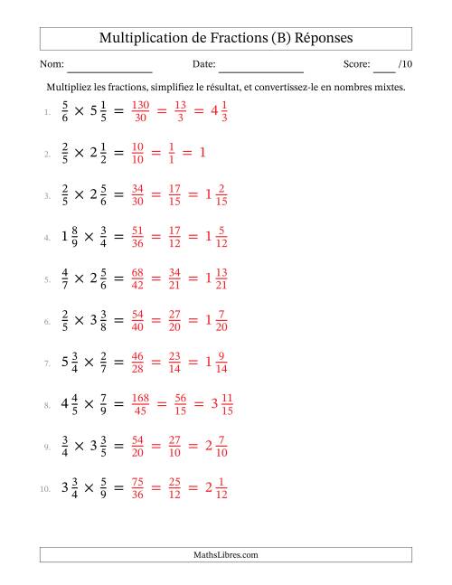 Multiplier Fractions propres par quelques fractions mixtes (B) page 2