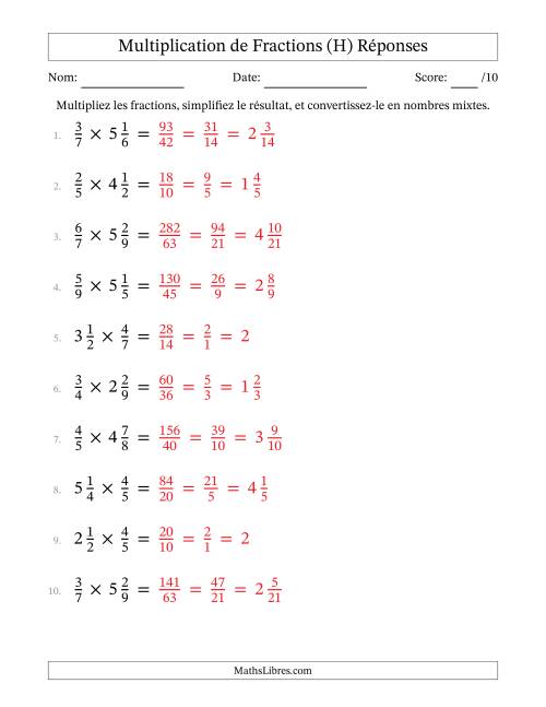 Multiplier Fractions propres par quelques fractions mixtes (H) page 2