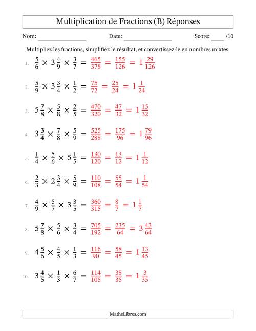 Multiplier fractions propres par quelques fractions mixtes (trois facteurs) (B) page 2