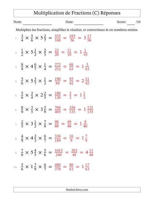 Multiplier fractions propres par quelques fractions mixtes (trois facteurs) (C) page 2