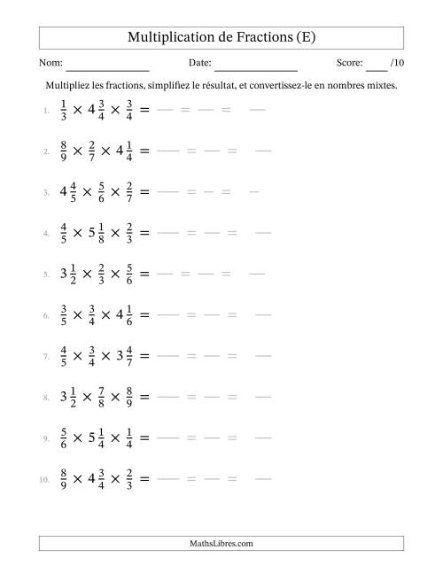 Multiplier fractions propres par quelques fractions mixtes (trois facteurs) (E)