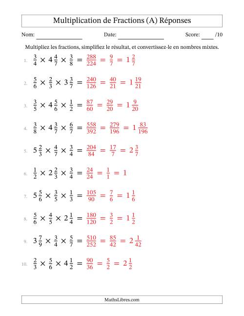 Multiplier fractions propres par quelques fractions mixtes (trois facteurs) (Tout) page 2