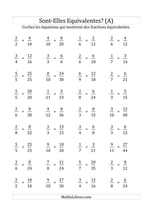 Ces Fractions Sont-Elles Équivalentes (Facteurs de 2 à 5) (A)