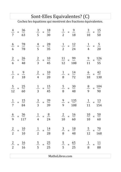 Ces Fractions Sont-Elles Équivalentes (Facteurs de 5 à 15) (C)