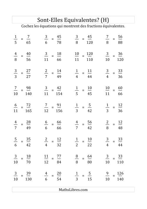Ces Fractions Sont-Elles Équivalentes (Facteurs de 5 à 15) (H)