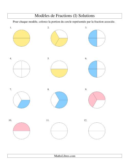 Représentation de Fractions: Demis, Tiers, Quarts et Cinquièmes (Couleur) (I) page 2