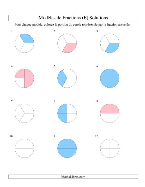 Représentation de Fractions: Demis, Tiers et Quarts (Couleur) (E) page 2