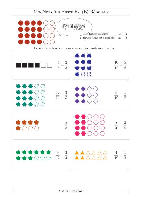 Représentation des Fractions avec des Modèles d'un Ensemble Jusqu'aux Huitièmes (B) page 2