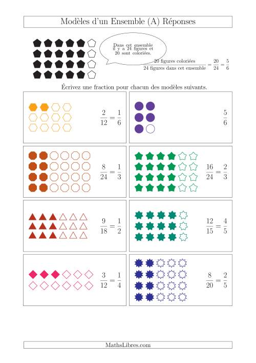 Représentation des Fractions avec des Modèles d'un Ensemble Jusqu'aux Sixièmes (A) page 2