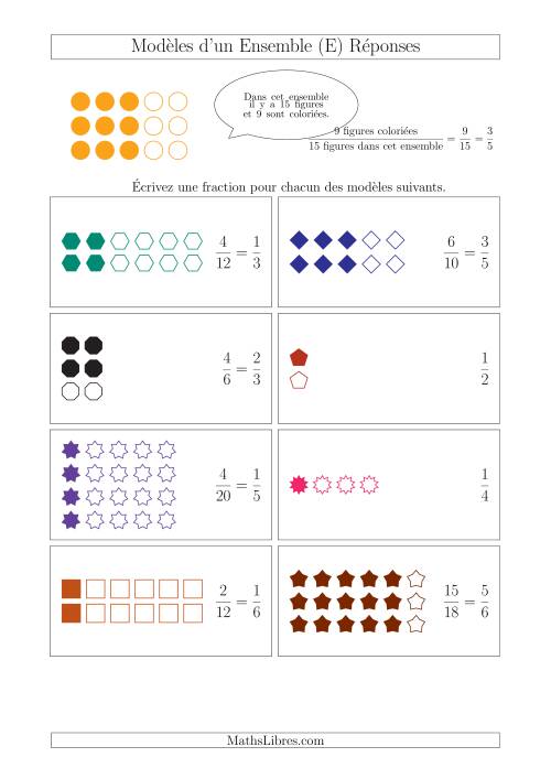 Représentation des Fractions avec des Modèles d'un Ensemble Jusqu'aux Sixièmes (E) page 2