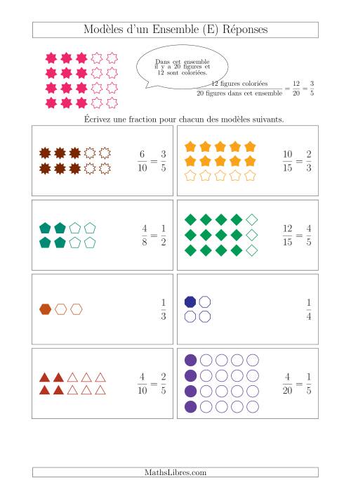 Représentation des Fractions avec des Modèles d'un Ensemble Jusqu'aux Cinquièmes (E) page 2