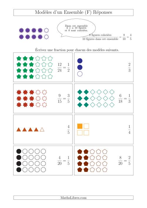 Représentation des Fractions avec des Modèles d'un Ensemble Jusqu'aux Cinquièmes (F) page 2